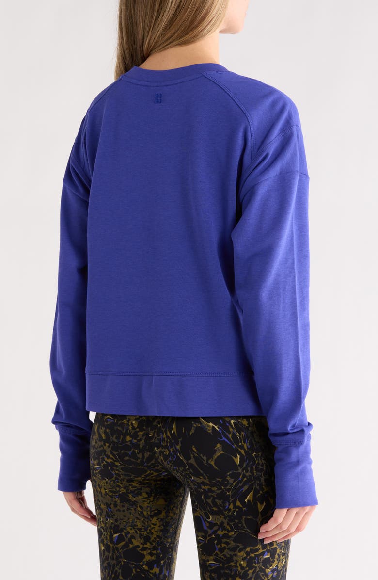 Sweaty Betty After Class Crop Sweatshirt, Alternate, color, Rich Blue