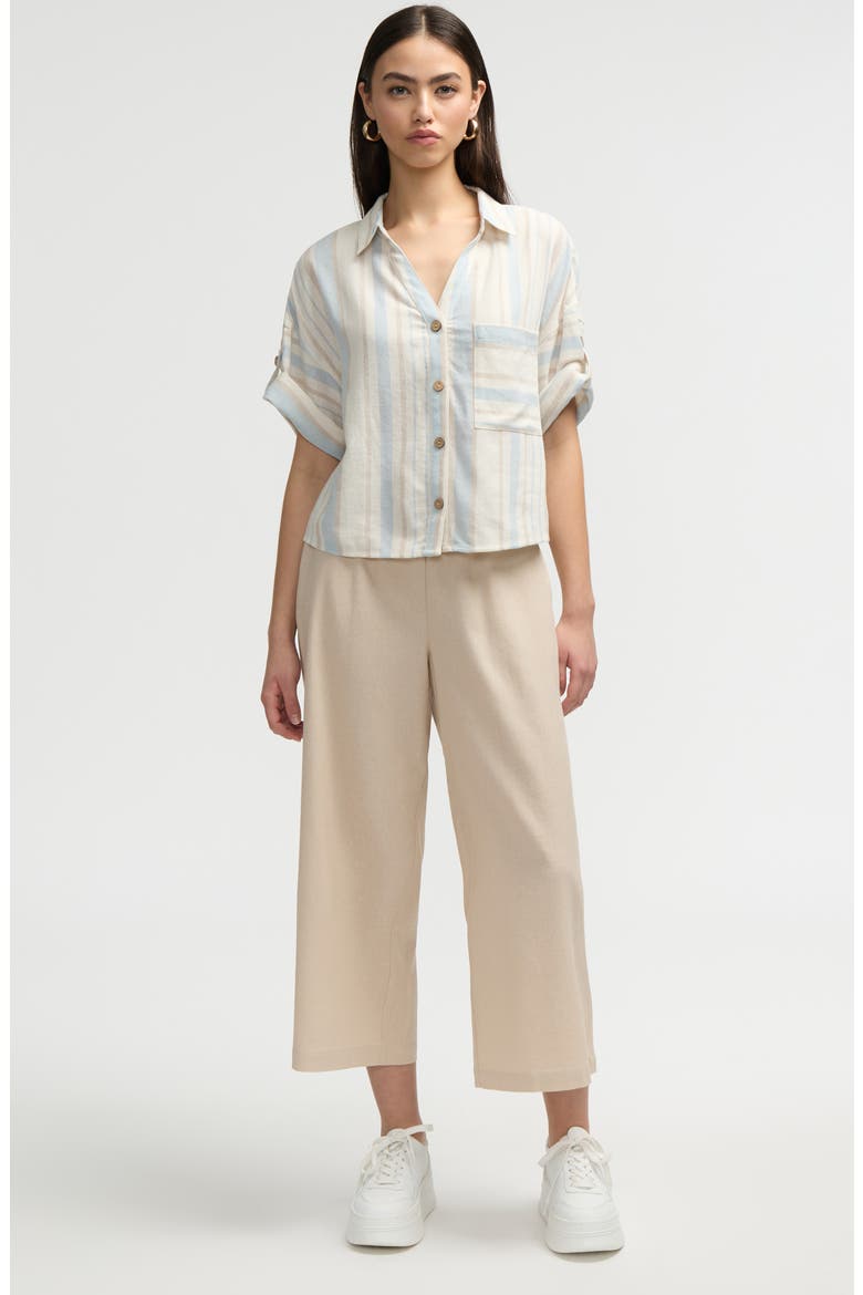 Smocked Waist Cropped Pants, Alternate, color, NATURAL