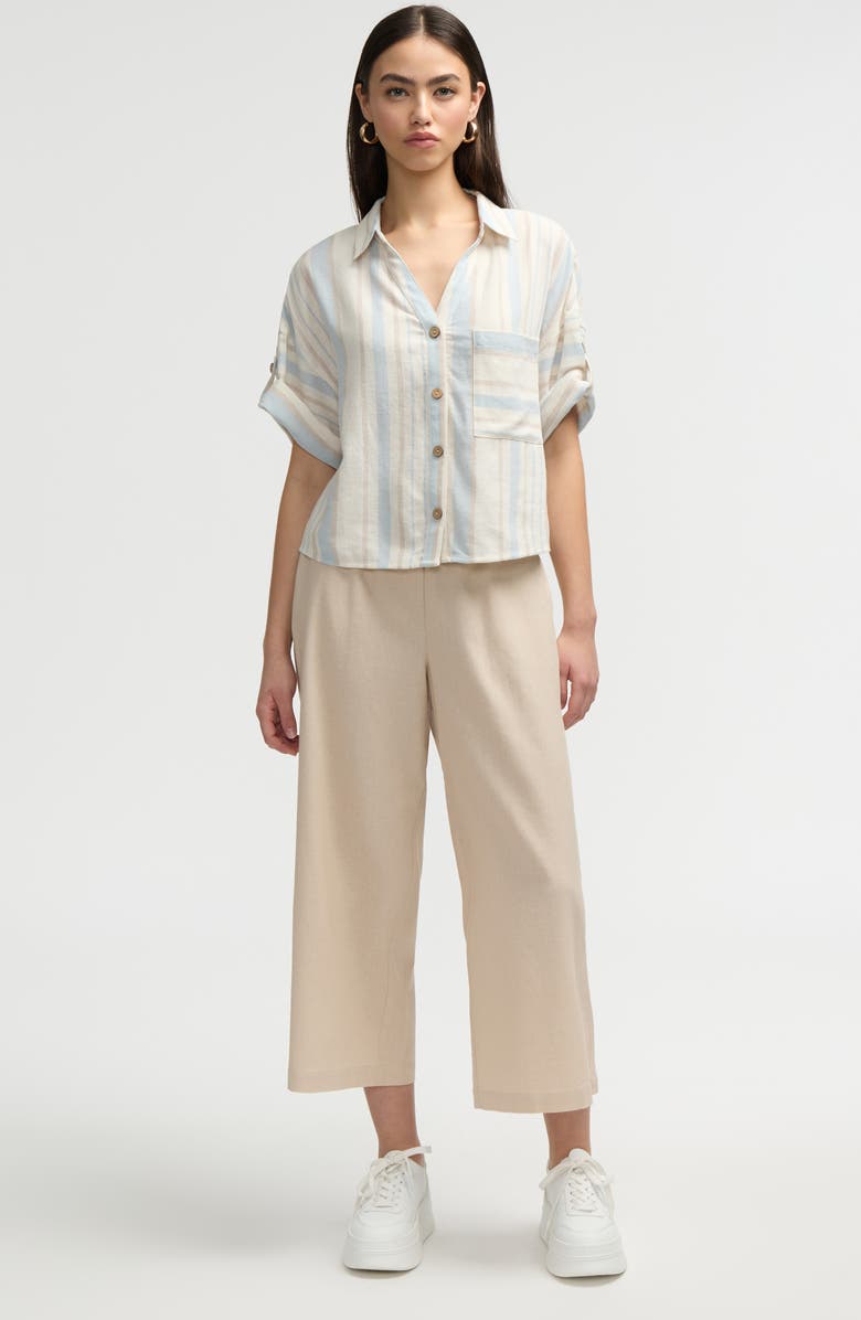 NVLT Smocked Waist Cropped Pants, Alternate, color, Natural