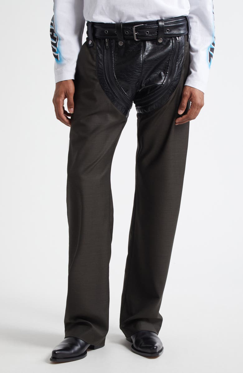 Martine Rose Zip Chap Mixed Media Pants, Main, color,