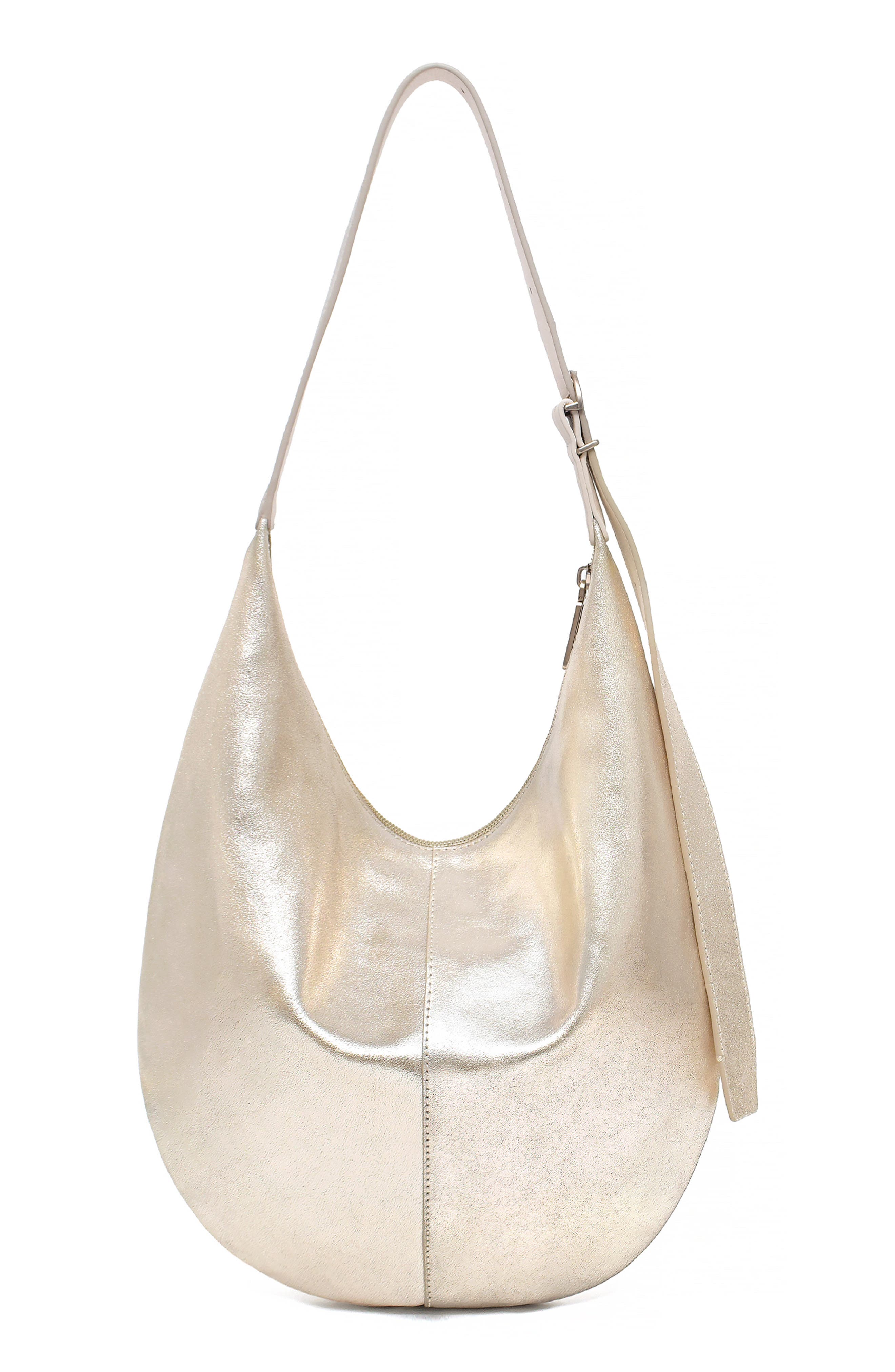 Thacker Wyatt Shimmer Leather Hobo, Alternate, color, Champagne