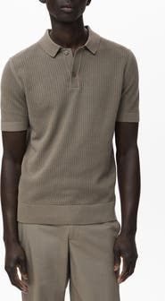 MANGO Openwork Knit Cotton Polo