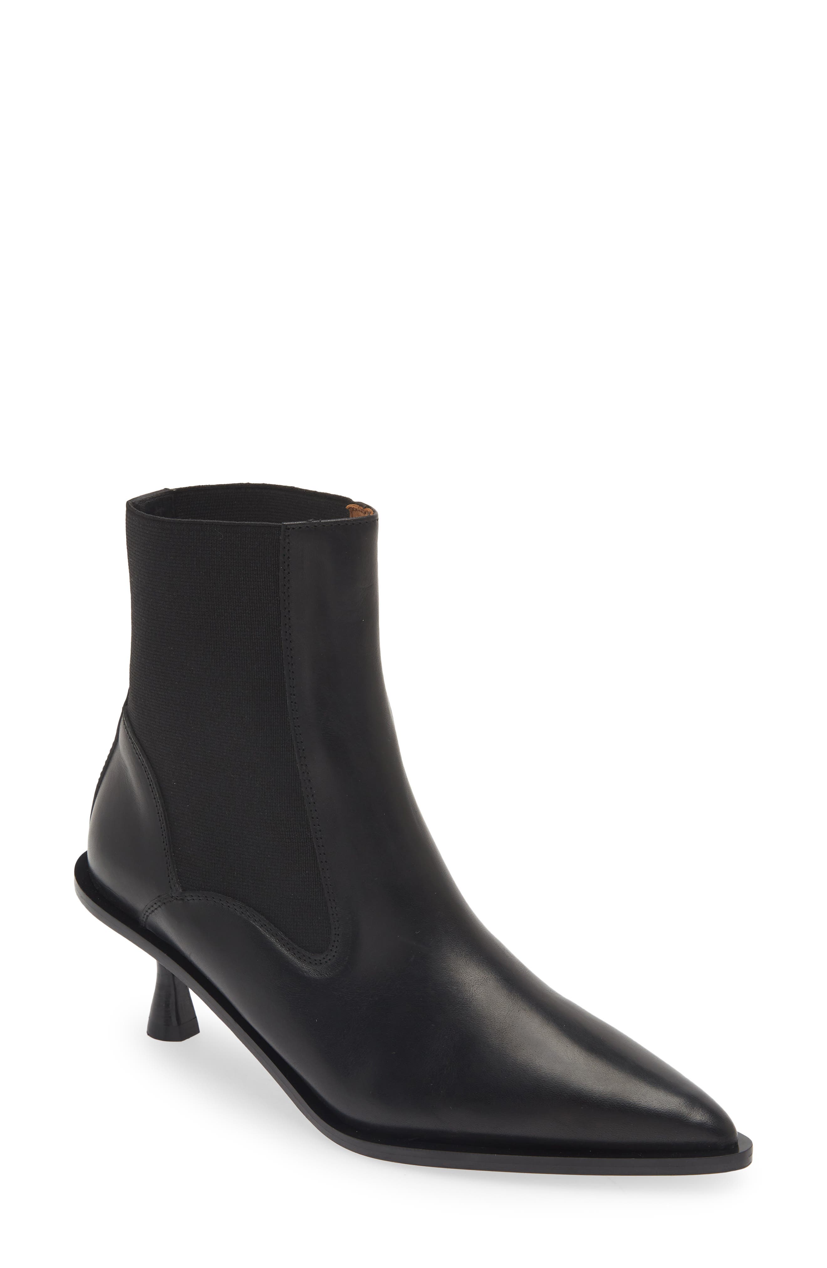 ATP ATELIER Trino Pointed Toe Kitten Heel Chelsea Boot, Main, color, Black