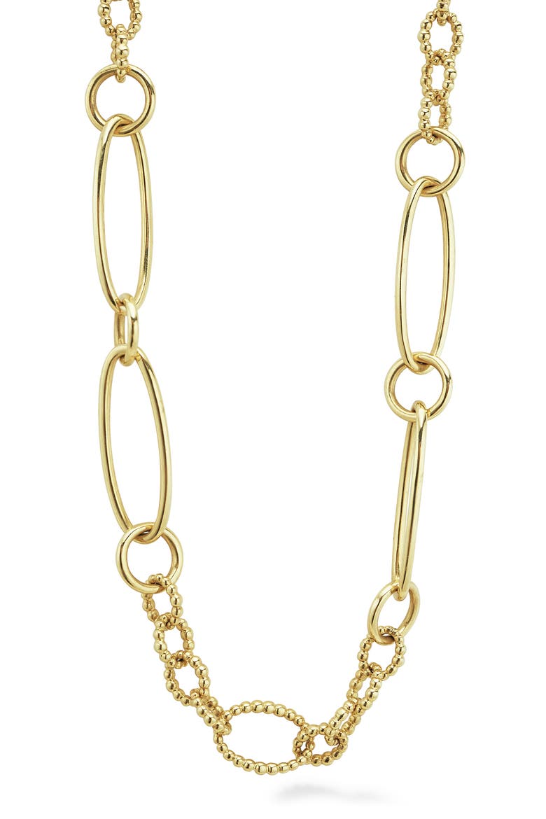 Signature Caviar Link Necklace, Alternate, color, GOLD