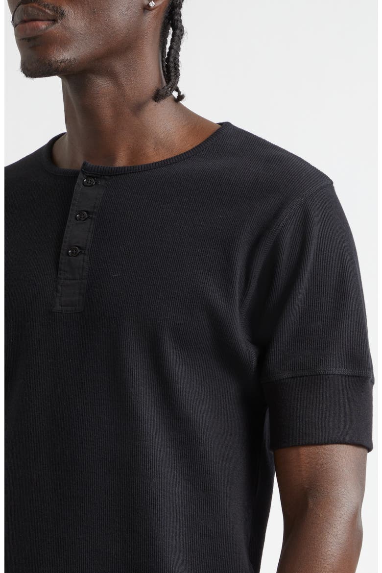 Cotton & Linen Blend Rib Henley, Alternate, color, BLACK