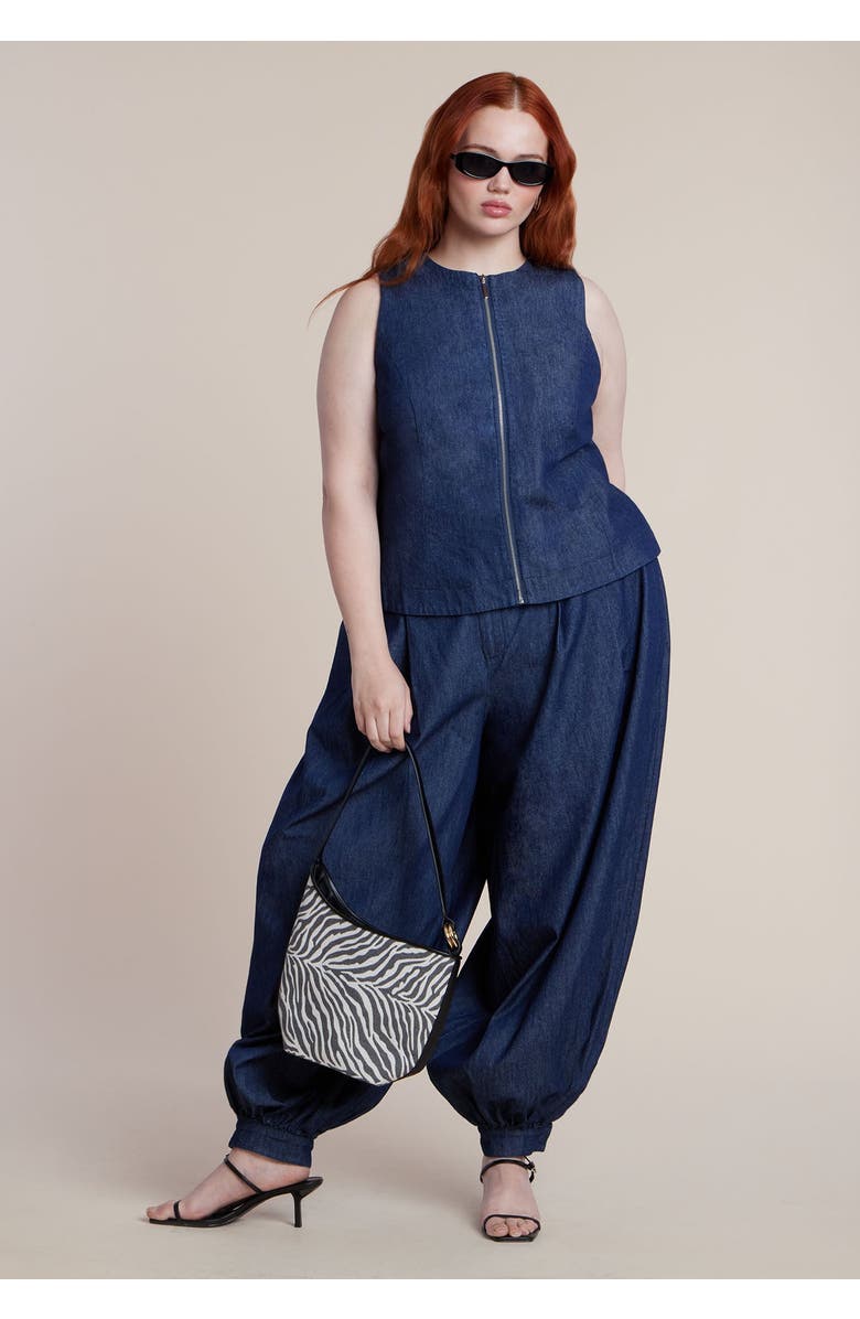 ELOQUII High Rise Chambray Trouser, Main, color, Dark Wash