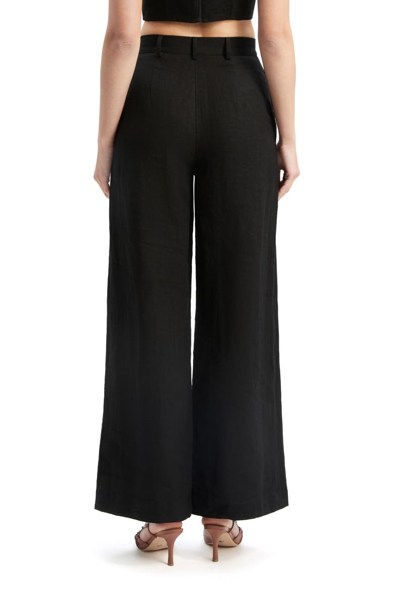 Enya High Waist Wide Leg Linen Pants, Alternate, color, BLACK