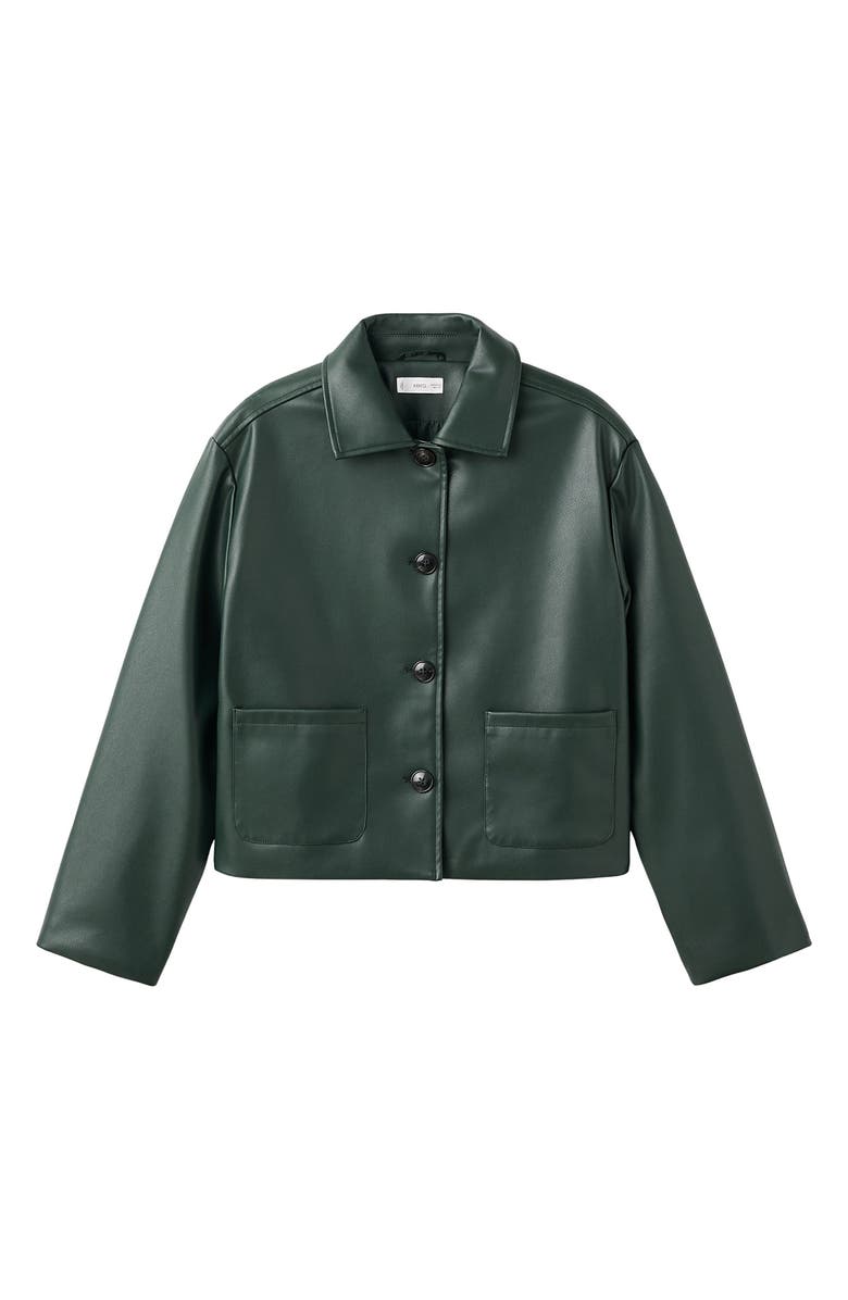 MANGO TEEN Faux Leather Jacket, Main, color, Green
