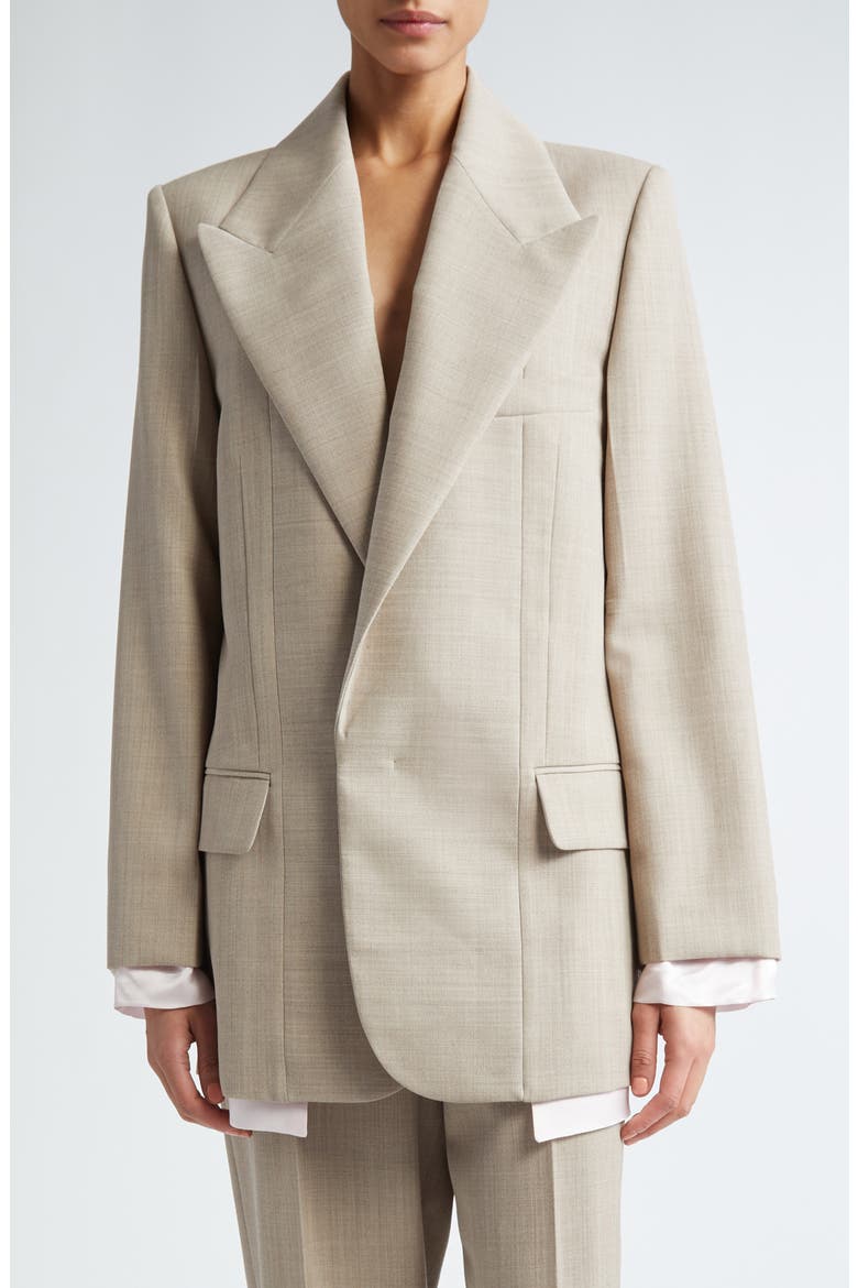 Tailored Virgin Wool Blazer, Main, color, SESAME