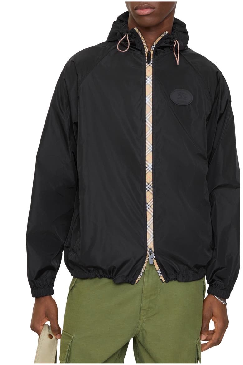 Nylon Clapton Hooded Jacket, Main, color, Black
