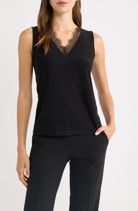 Lace Trim V-Neck Tank