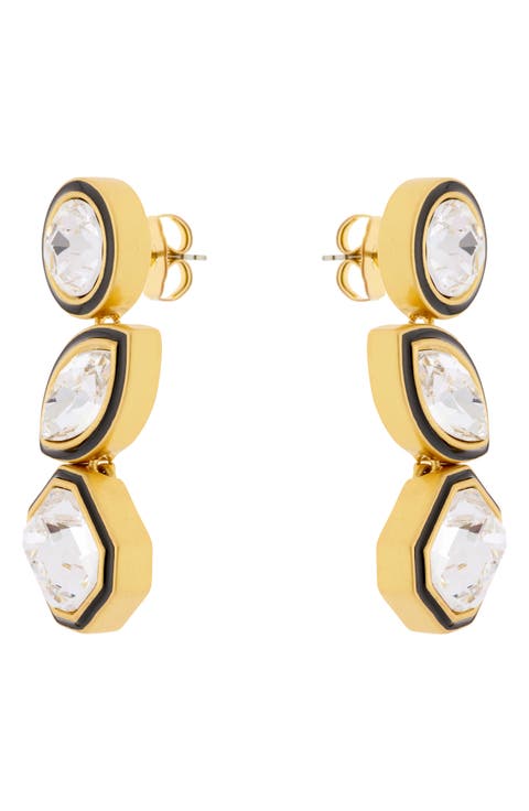Crista Crystal & Enamel Drop Earrings