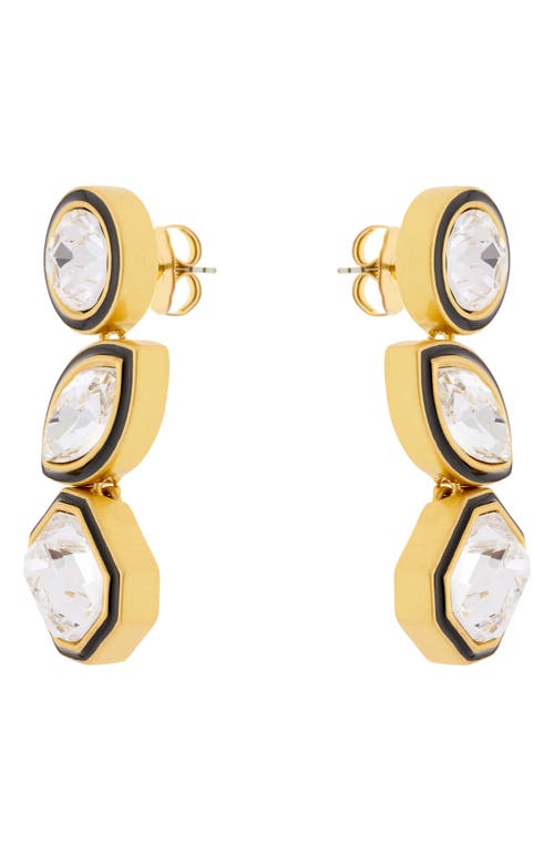 Reiss Crista Crystal & Enamel Drop Earrings In Gold