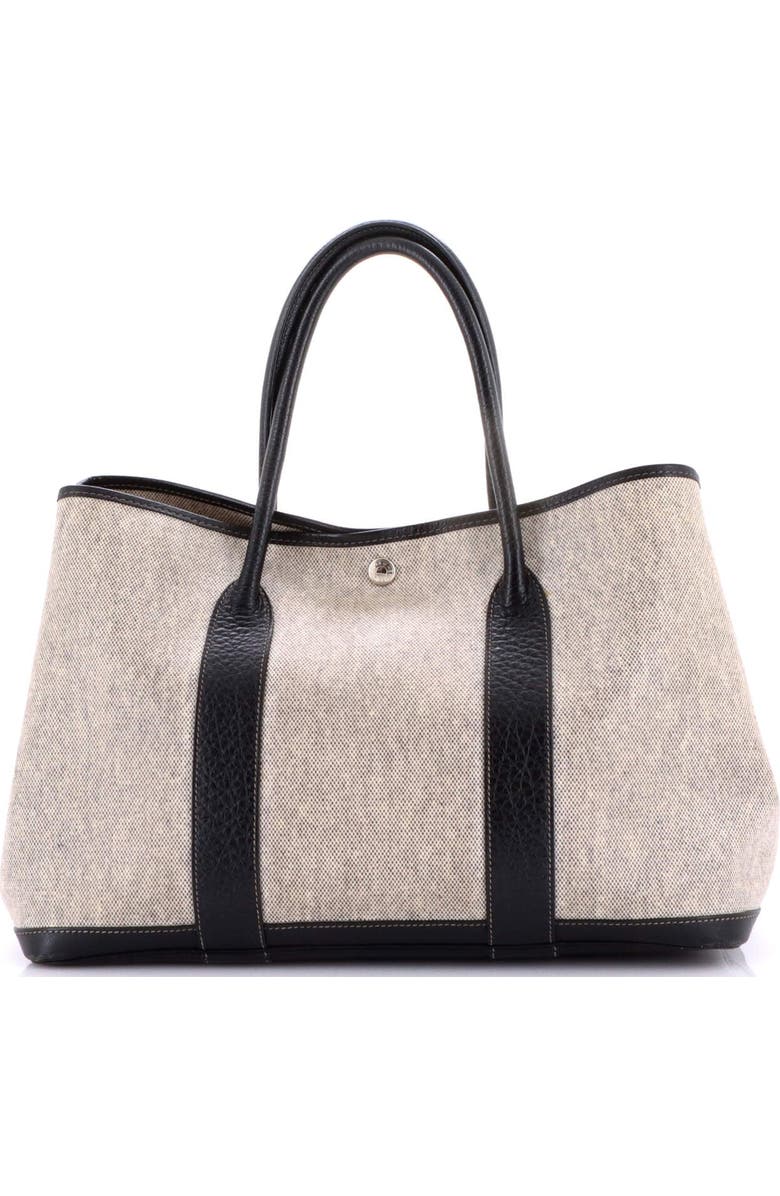 Pre-Owned Hermes Garden Party Tote Toile and Leather 36, Alternate, color, Noir