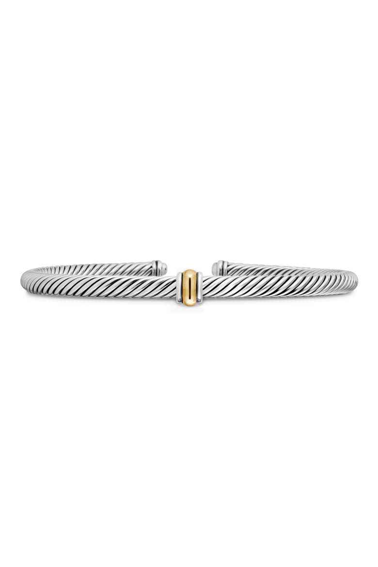 Classic Cable Station Bracelet in Sterling Silver with 18K Gold, 4mm, Main, color, SILVER/ YELLOW GOLD