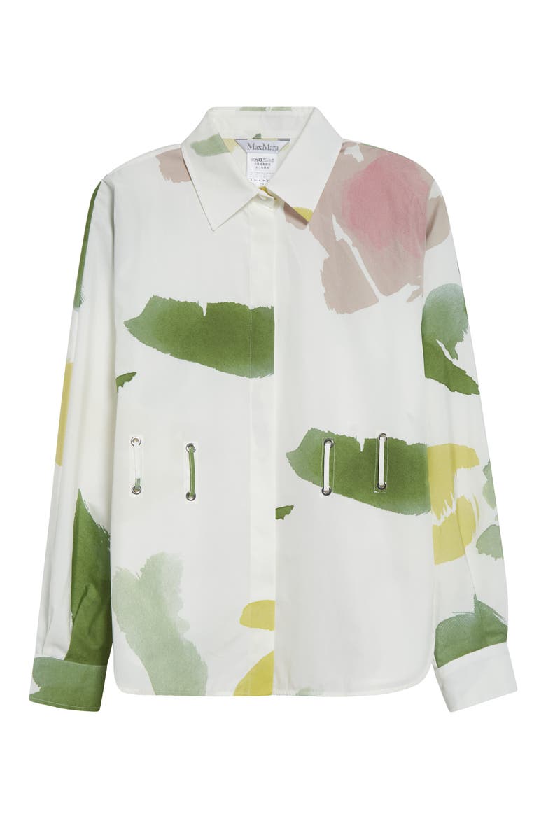 Quiete Abstract Print Cotton Belted Shirt, Alternate, color, WHITE