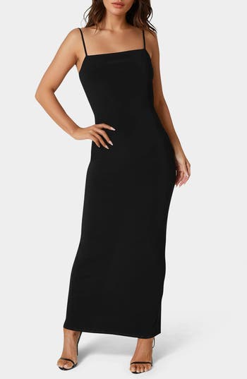 Bebe Open Back Maxi Dress In Black