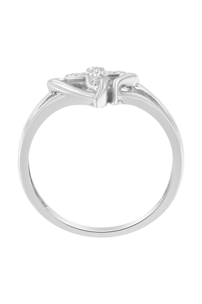 10K White Gold Diamond Accent Cross & Open Heart Promise Fashion Ring, Alternate, color, White Gold