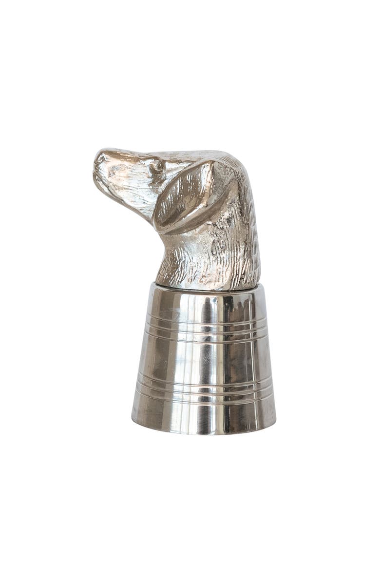 Storied Home 2 oz. Cast Aluminum and Stainless Steel Dog Head Jigger in Kraft Box, Nickel Finish, Main, color, 