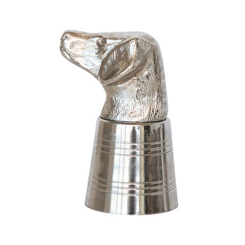 2 oz. Cast Aluminum and Stainless Steel Dog Head Jigger in Kraft Box, Nickel Finish