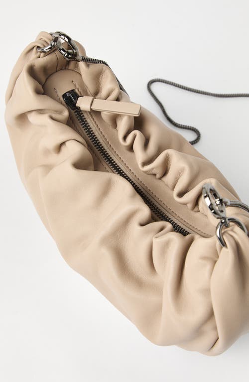 Shop Brunello Cucinelli Soft Leather Brioche Hobo Bag In Beige