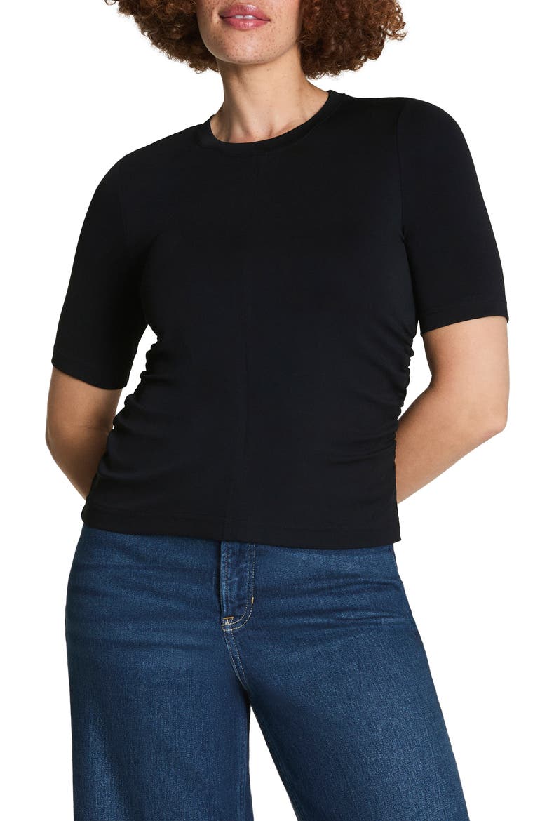 Sleek Ruched Jersey Top, Main, color, CLASSIC BLACK