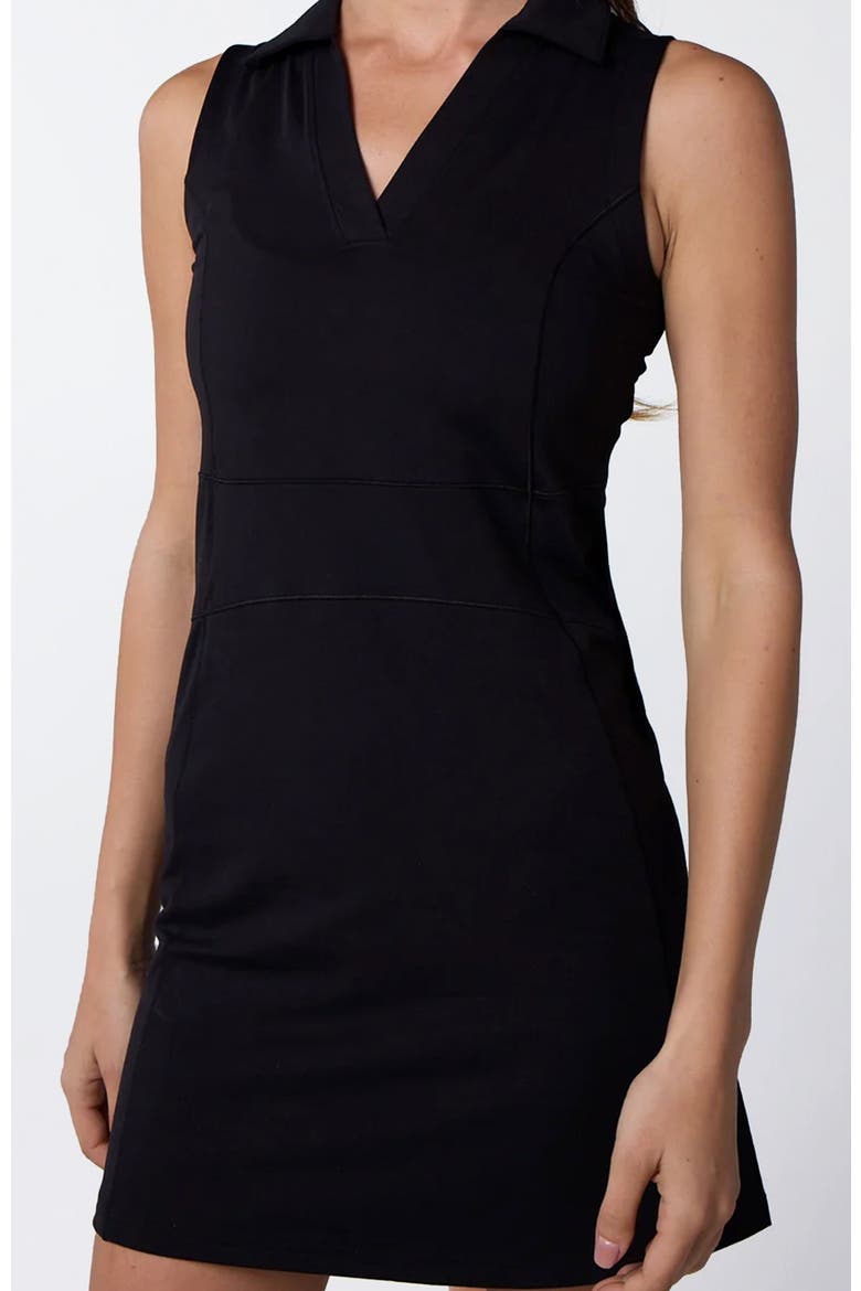 Women's Cross-Sport Sleeveless Polo Dress, Alternate, color, Black
