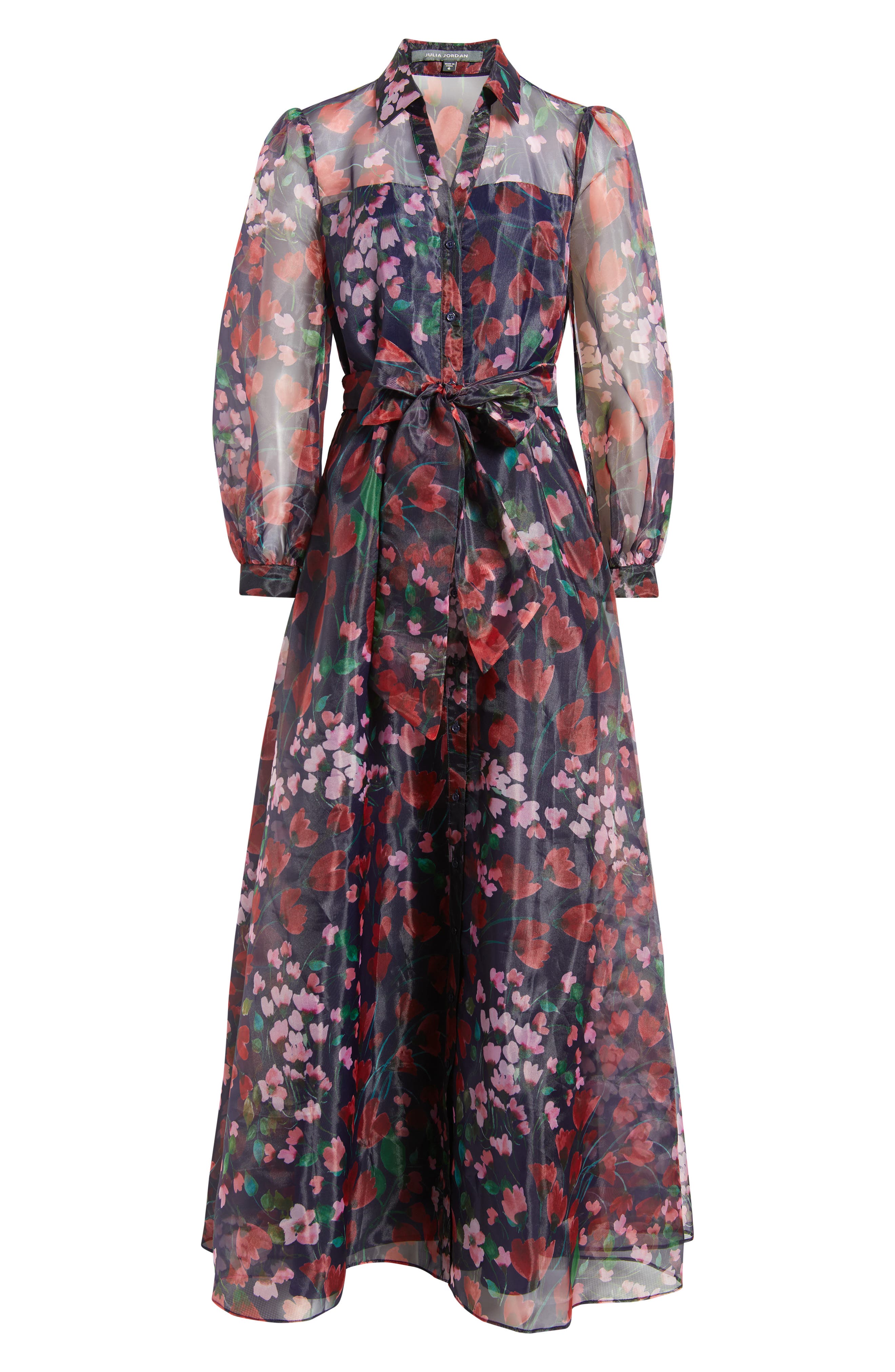 julia jordan long sleeve organza shirt dress SHORT SLEEVE PRINTED ORGANZA SHIRT DRESS LONG JULIA JORDAN