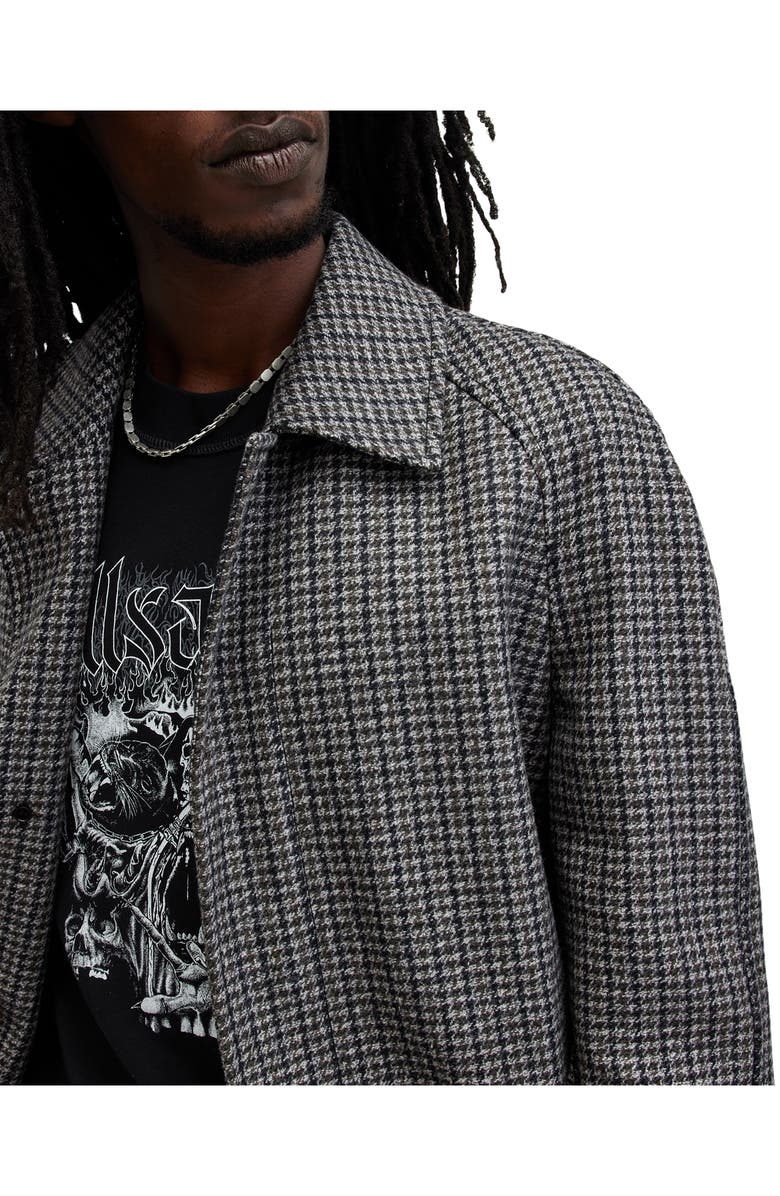 AllSaints Goodman Houndstooth Wool Blend Coat, Alternate, color, Brown