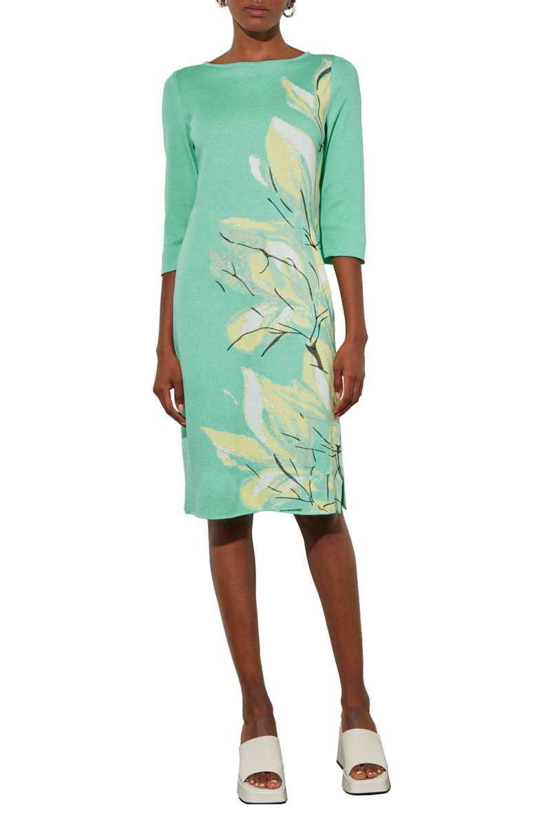 Ming Wang Botanical Jacquard Sweater Dress, Main, color, 