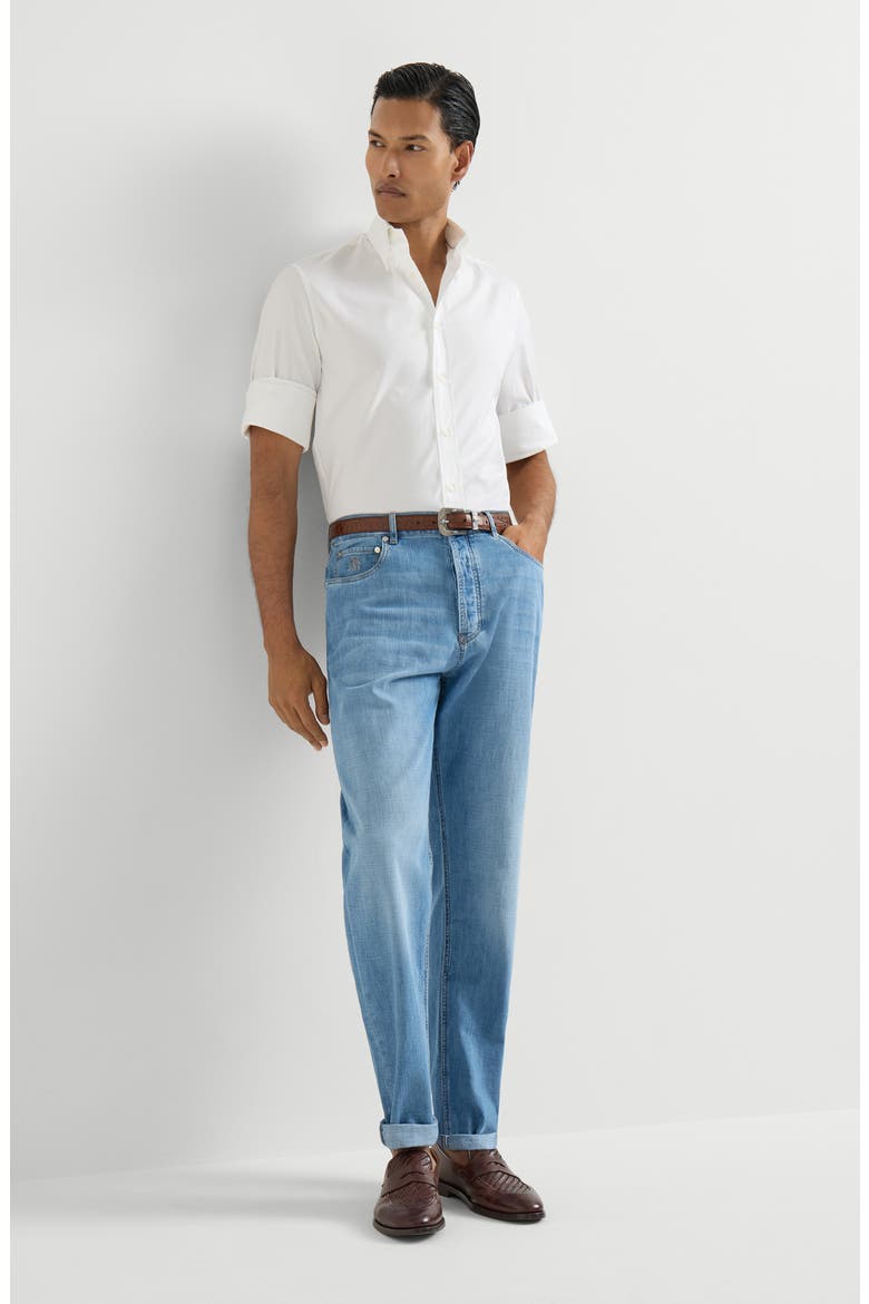 Iconic fit five-pocket trousers, Alternate, color, Light Blue Denim