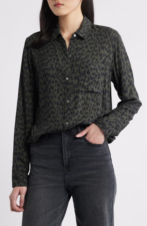 Josephine Jaguar Print Button-Up Shirt