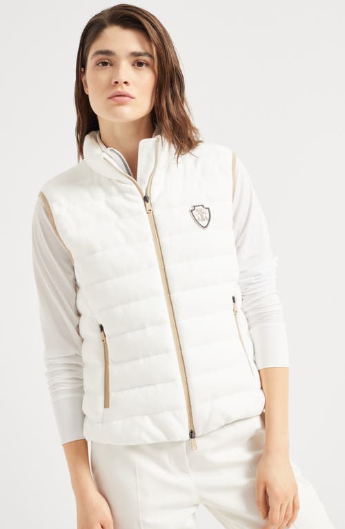 Brunello Cucinelli Quilted High Collar Sleeveless Jacket In White
