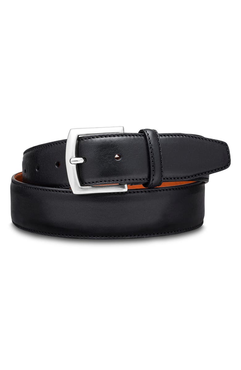 Bosca Castela Leather Belt, Main, color, Black