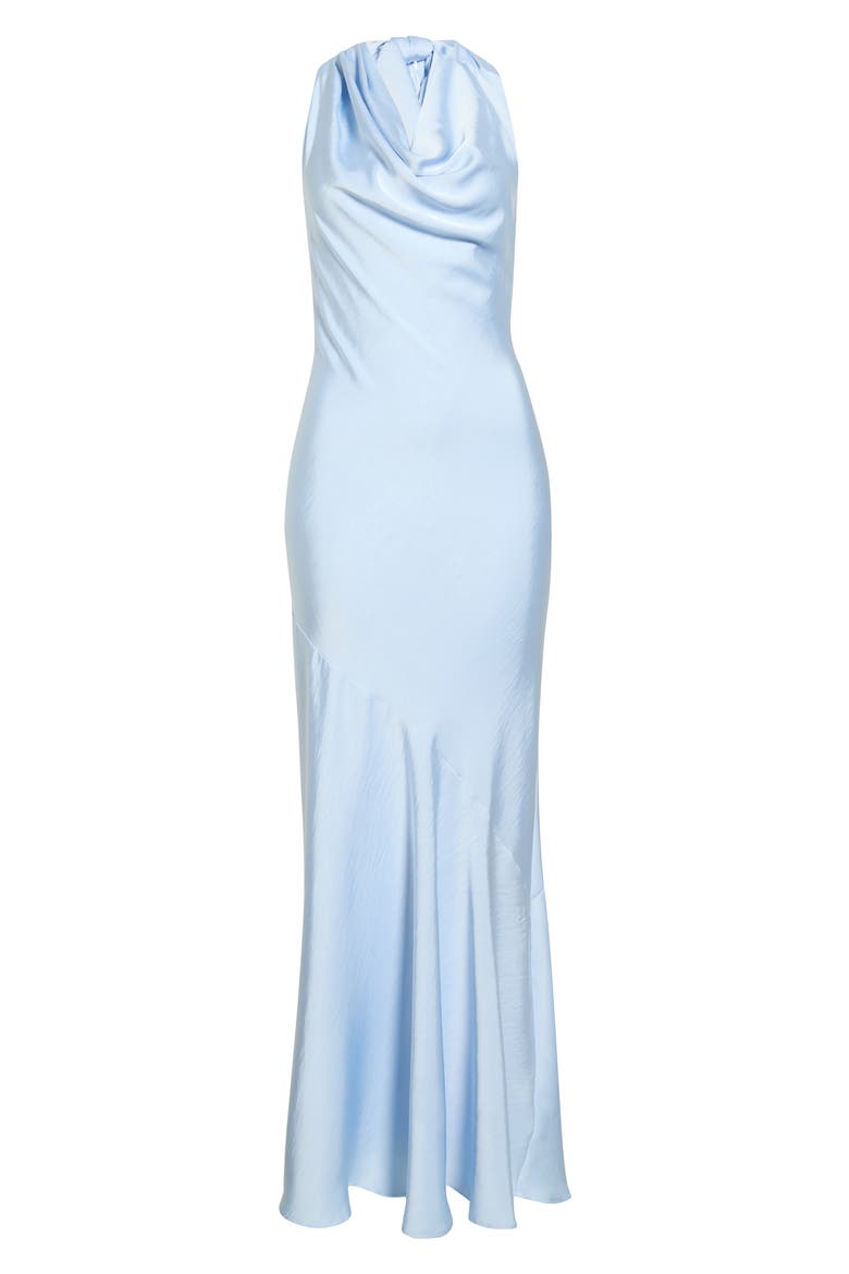 Varya Cowl Neck Satin Maxi Slipdress, Alternate, color, BABY BLUE