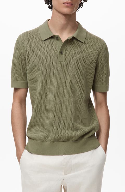 Openwork Knit Cotton Polo