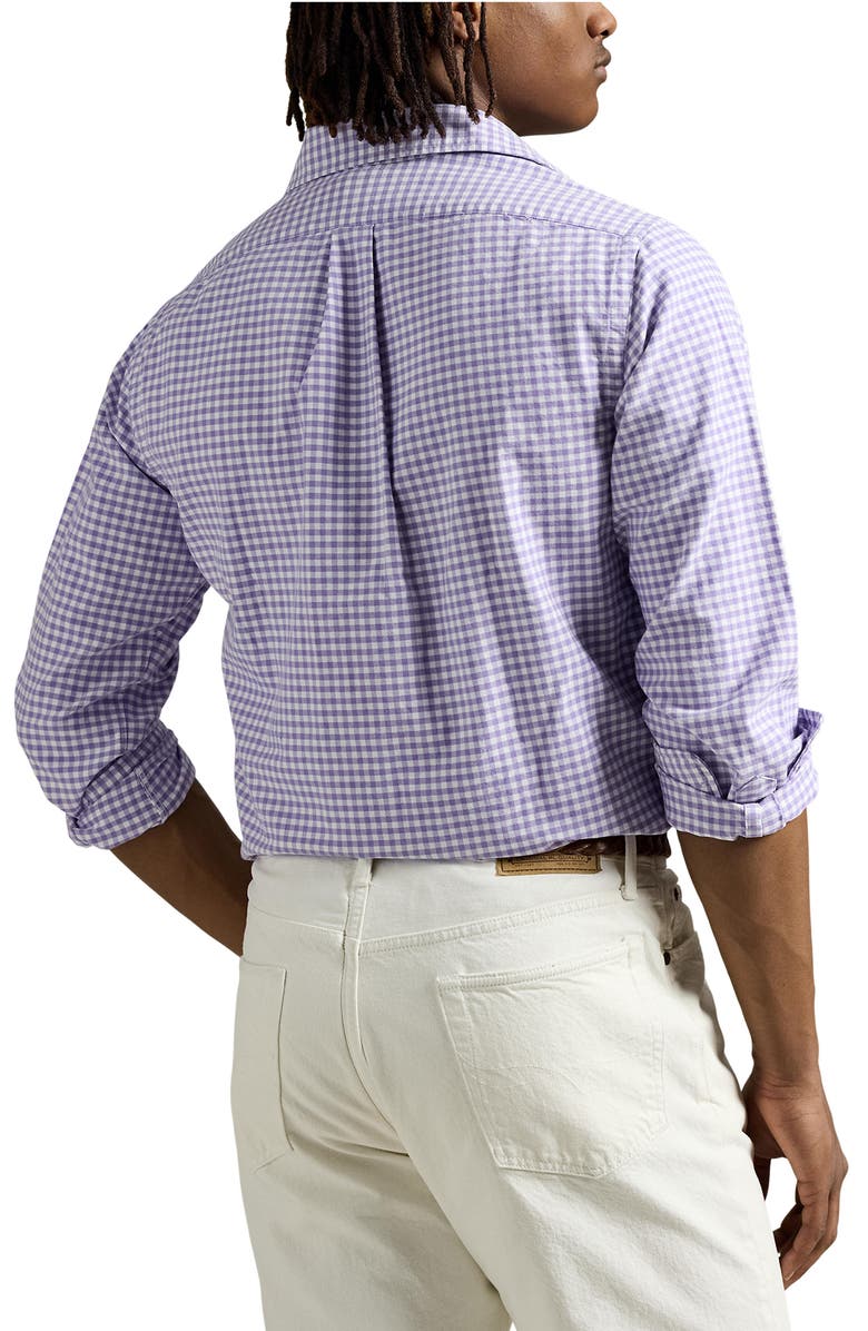 Polo Ralph Lauren Classic Fit Gingham Cotton Button-Down Oxford Shirt, Alternate, color, Aix Lavender Nevis