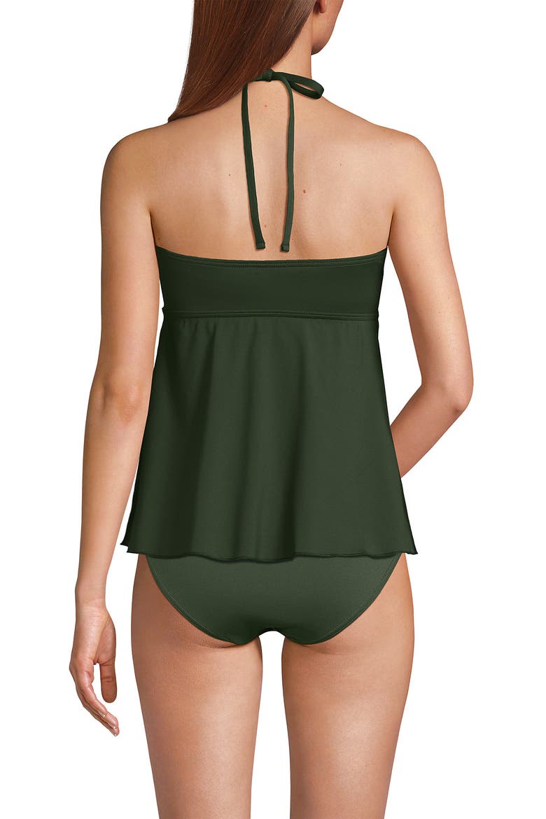 Flutter High Neck Halter Tankini Top, Alternate, color, Rich Olive Green