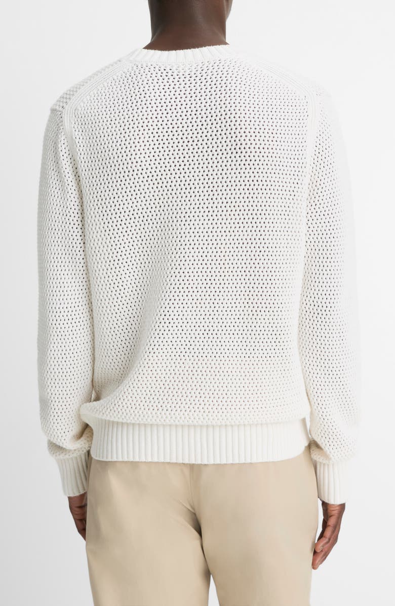 Vince Open Stitch Cotton & Cashmere Crewneck Sweater, Alternate, color, Optic White