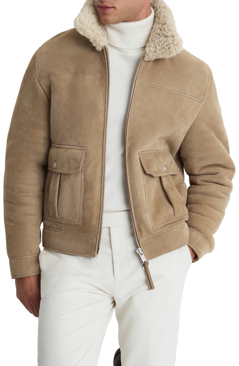 Reiss Roseberry Genuine Shearling & Suede Jacket, Main, color, 