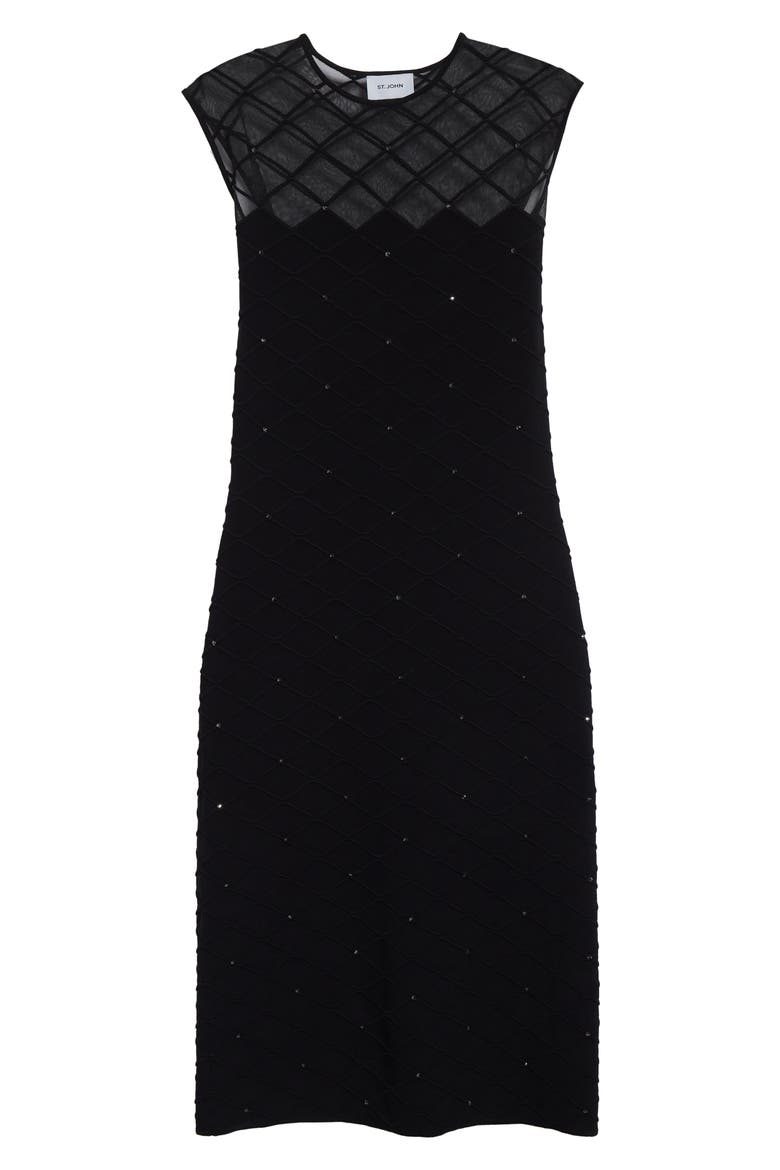 Trellis Engineered Knit Sheath Dress, Alternate, color, BLACK