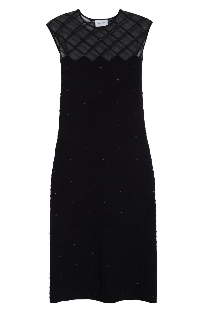 ST. JOHN Trellis Engineered Knit Sheath Dress, Alternate, color, Black