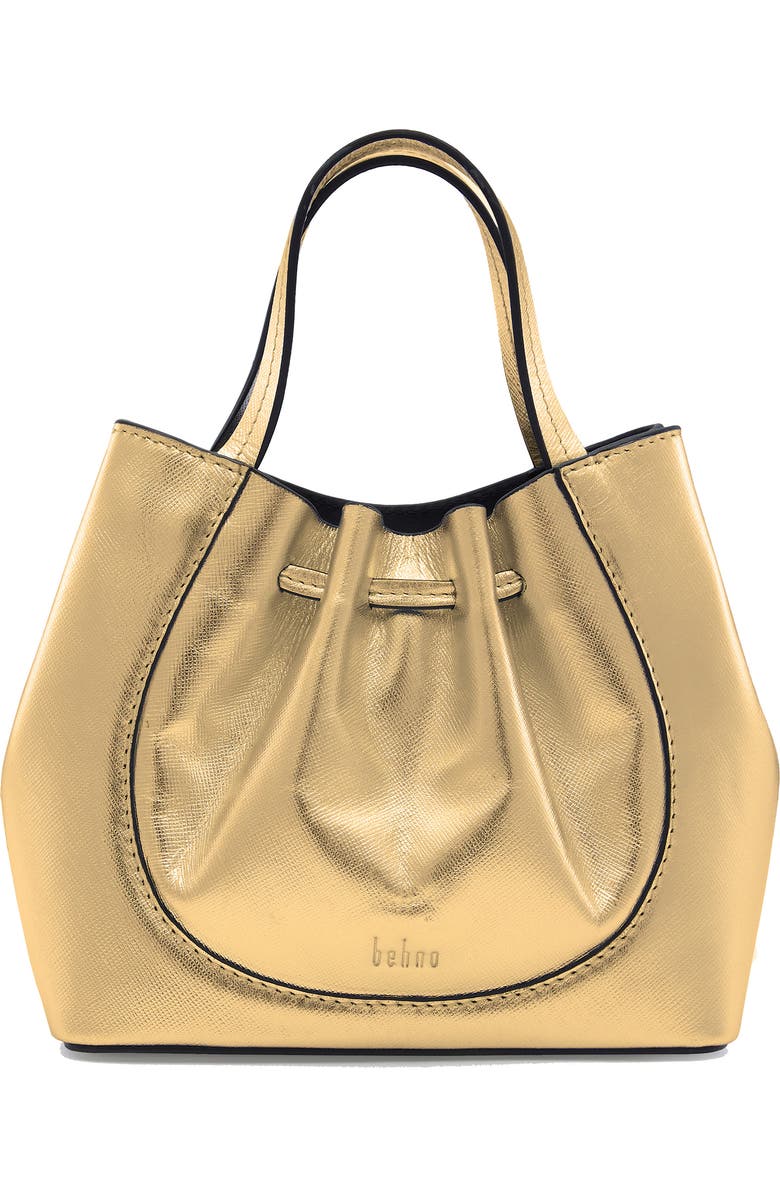 behno Mini Katrina Metallic Leather Crossbody Tote, Main, color, Gold