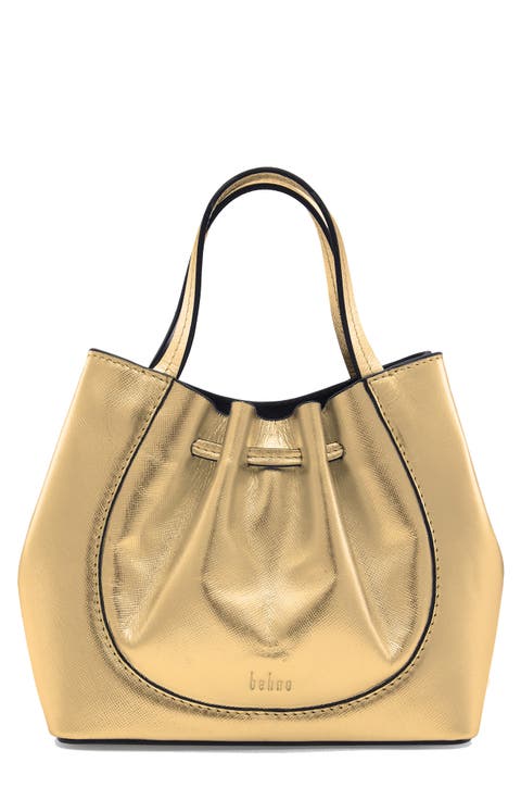 Mini Katrina Metallic Leather Crossbody Tote