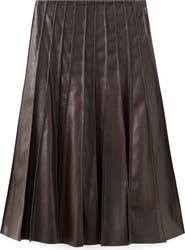 MANGO Dalia Pleated Faux Leather Midi Skirt