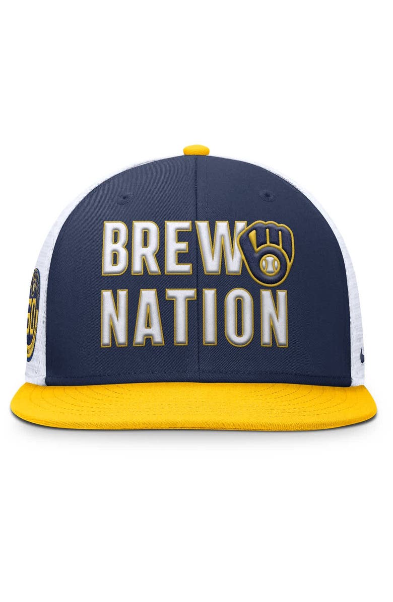 Nike Men's Nike Navy Milwaukee Brewers Pro Trucker Snapback Hat, Alternate, color, Navy