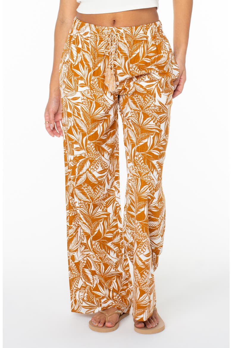 Hana Tropical Print Drawstring Pants, Main, color, CATHAY SPICE