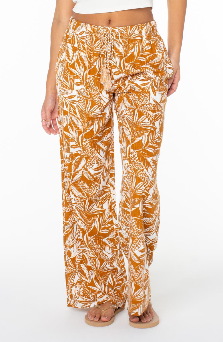 Roxy Hana Tropical Print Drawstring Pants, Main, color, Cathay Spice