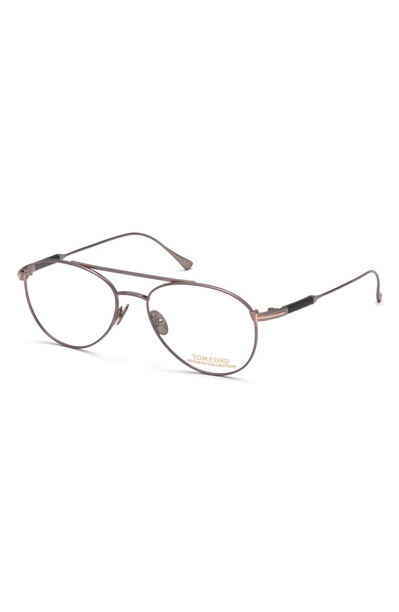 TOM FORD 54mm Pilot Optical Glasses, Alternate, color, Ruthenium
