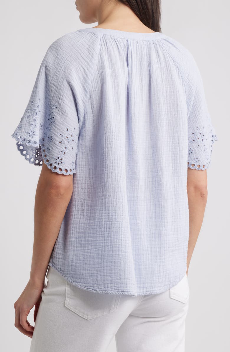 beachlunchlounge Dessa Eyelet Detail Cotton Top, Alternate, color, Sail Blue